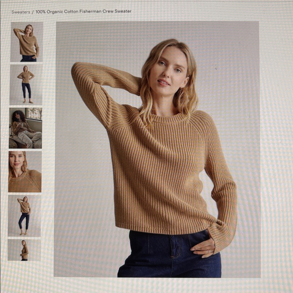 Quince NWOT Cotton Camel Fisherman Sweater S